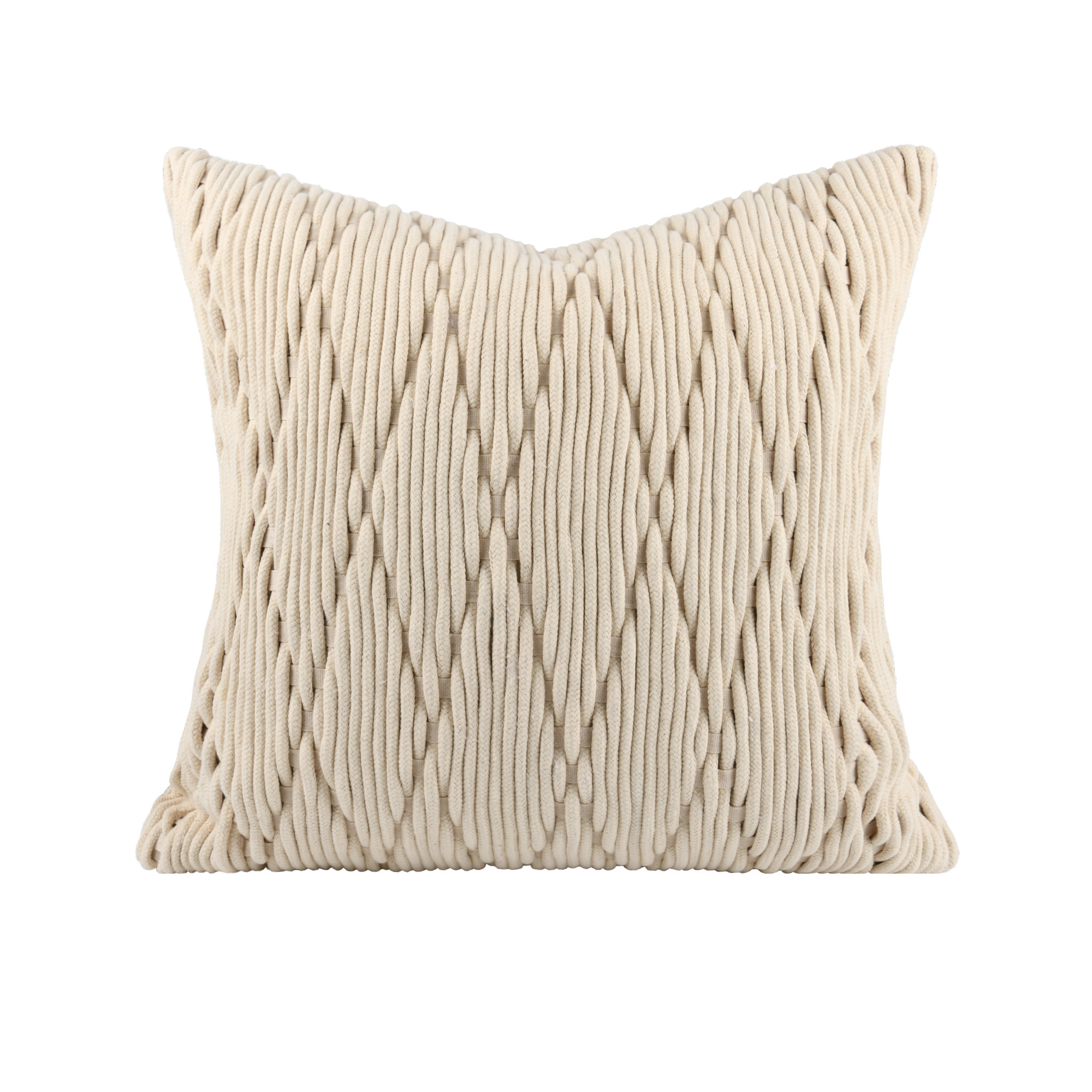 轻奢手工靠垫沙发麻绳编织现代米白寂风间侘靠垫