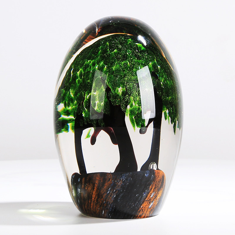 加厚混彩琉璃发财树招财树摆件现代轻奢客厅样板间玄关酒店装饰品