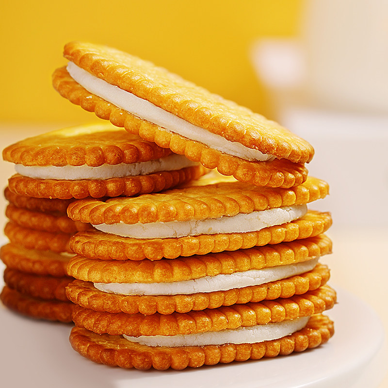 饼干香蕉果酱夹心2000g水果果味老式酥脆早餐薄脆饼干