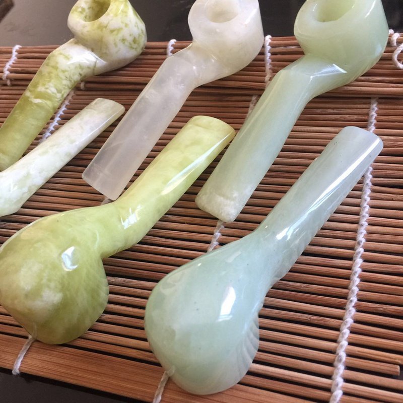 烟斗玉烟天然岫玉白玉飘花厂家直销烟嘴烟袋烟斗