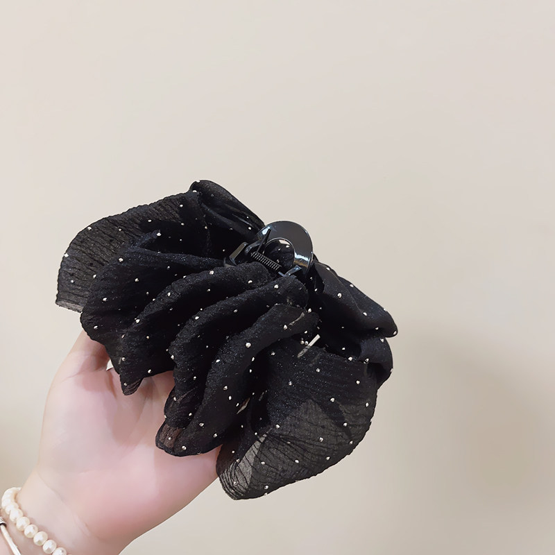 黑色抓夹大号泡泡后脑勺盘发鲨鱼发夹2023新款发饰