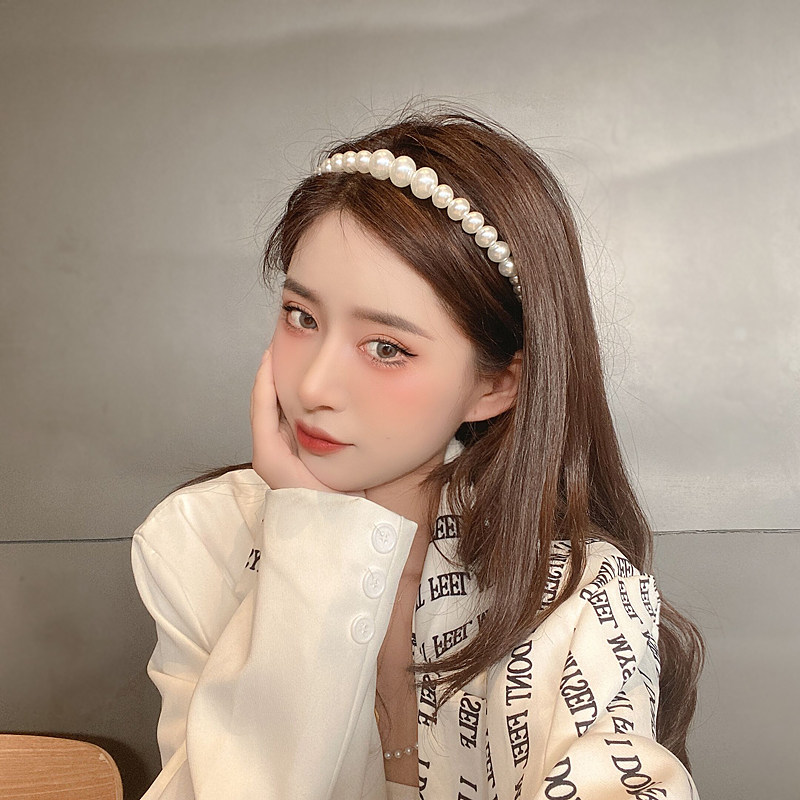 白色珍珠发箍女夏天气质简约网红2021年新款发带女外出发饰