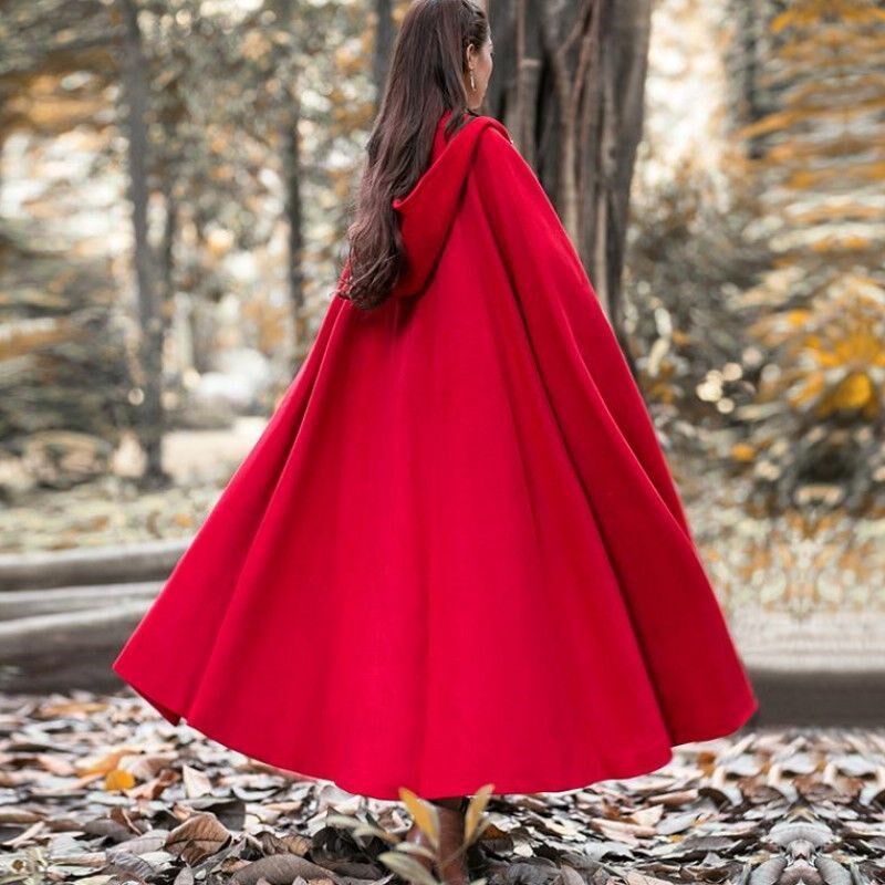 小红帽披风无心法师绮罗同款大红红色斗篷毛呢民族服装