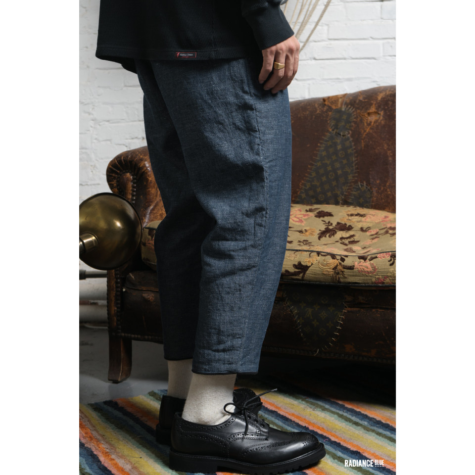 porterclassic秋冬新品抓绒内里亚麻休闲裤radianceblue休闲裤