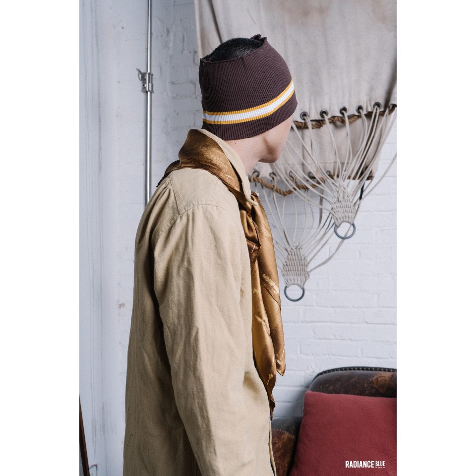 porterclassic秋冬新品艺术家真丝手绘图案围巾radianceblue围巾