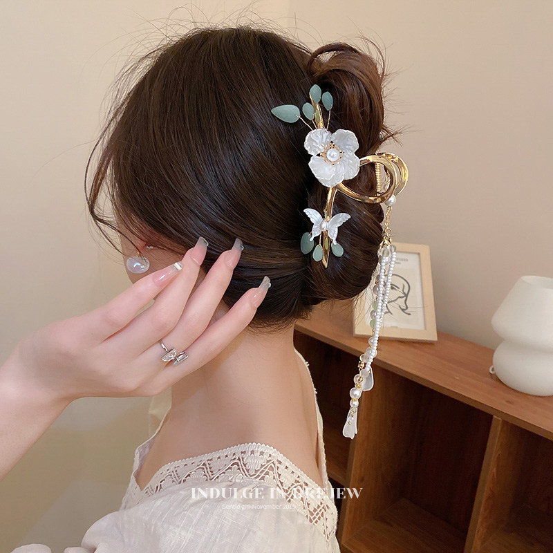 抓夹女夏季高级流苏发夹后脑勺森系仙美古风旗袍发饰