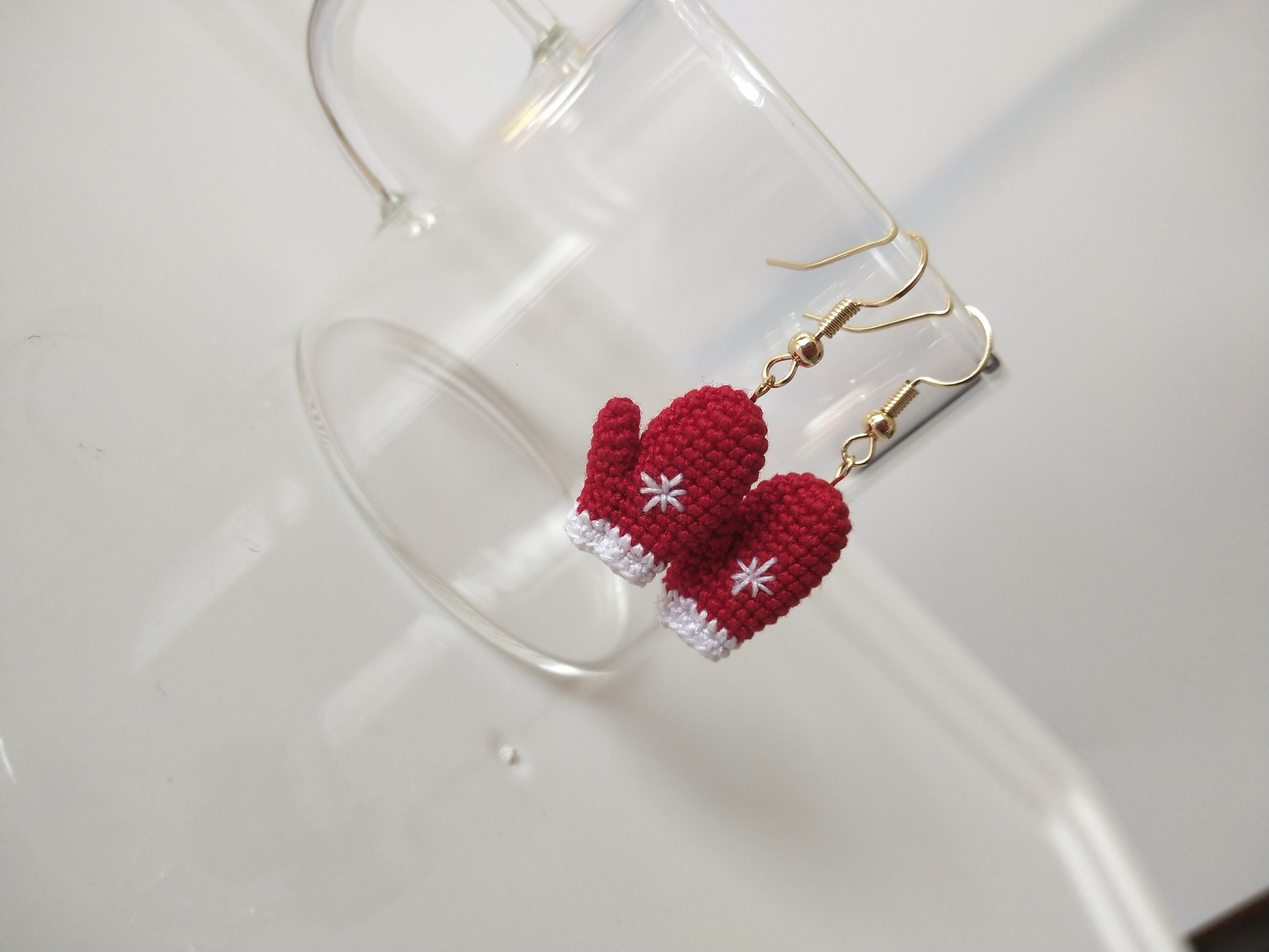 喵手钩针编织钩织蕾丝丝线微钩圣诞耳饰耳环耳环