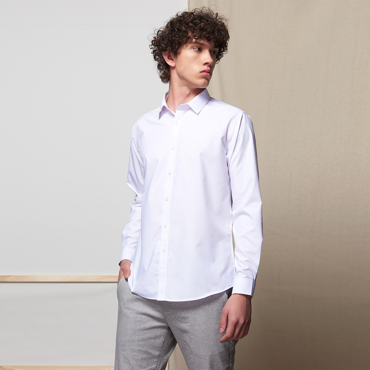 ellehomme男士衬衫纯色商务长袖衬衫91028