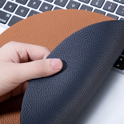 头层牛皮鼠标垫真皮电脑桌面垫圆形双面双色时尚简洁可定制皮垫子
