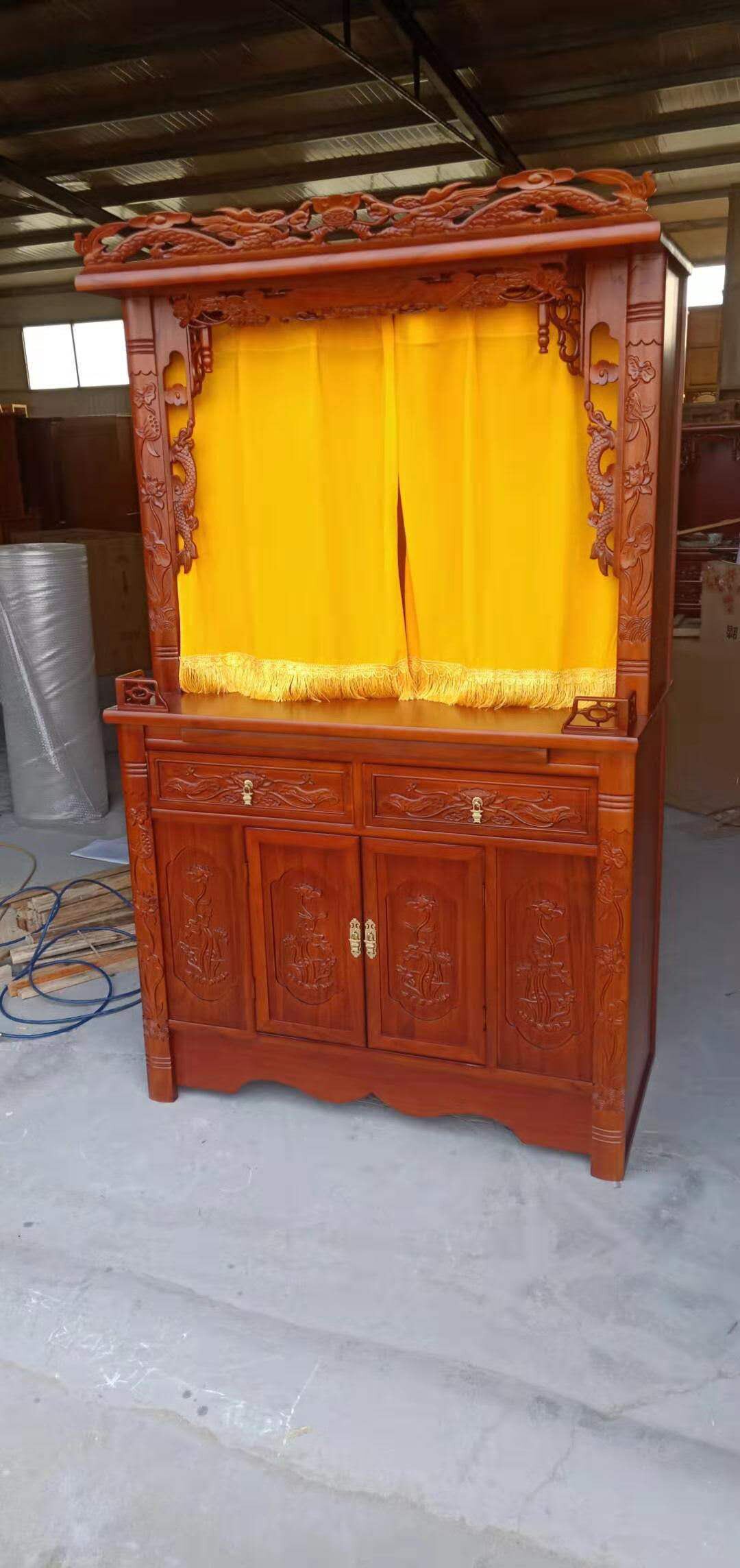 佛龛底座佛座供佛观音莲花加厚金丝绒遮佛布帘供桌