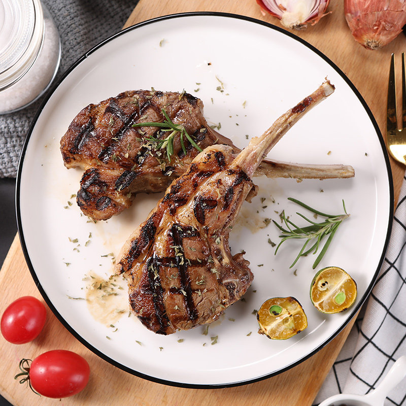 法式羊排烧烤羊肉新鲜冷冻战斧羔羊排小切西餐羊扒500g