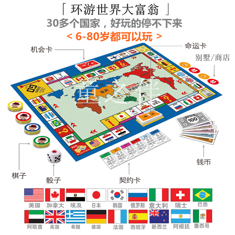 大富翁地毯超大成年儿童经典正版世界之旅强手强手棋