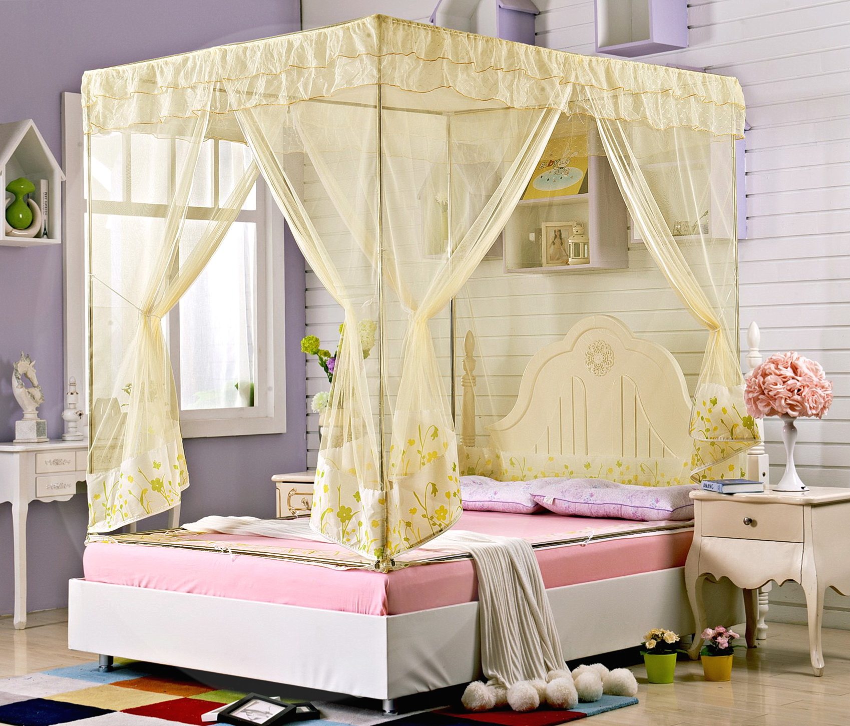 专业定做大小小床榻榻米儿童防摔超大双拼拼接蚊帐