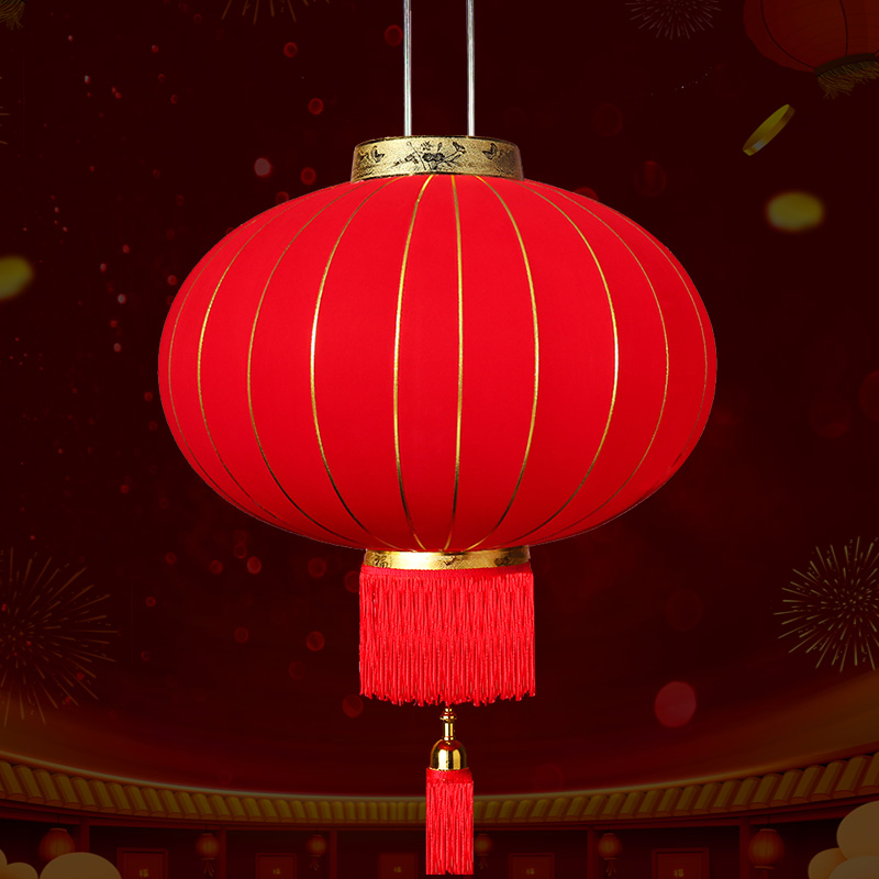 2021元旦春节大红灯笼灯吊灯中国风挂饰新年过年阳台植绒户外装饰