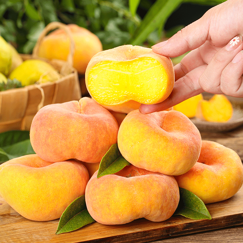 现摘新鲜箱包整箱扁桃水蜜桃脆甜当季水果桃子桃