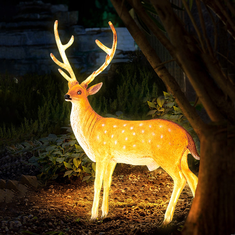 庭院灯麋鹿户外景观灯公园树脂动物草坪灯景观庭院灯饰