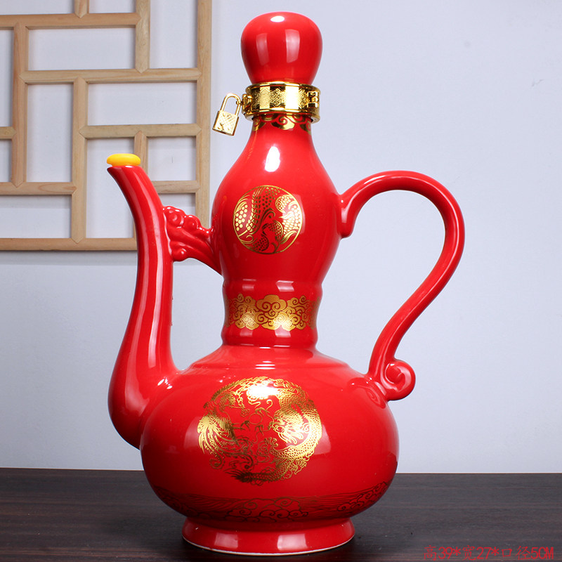 空酒瓶景德镇陶瓷酒瓶酒壶酒坛子5斤装中国红帝王黄一壶美酒仿古