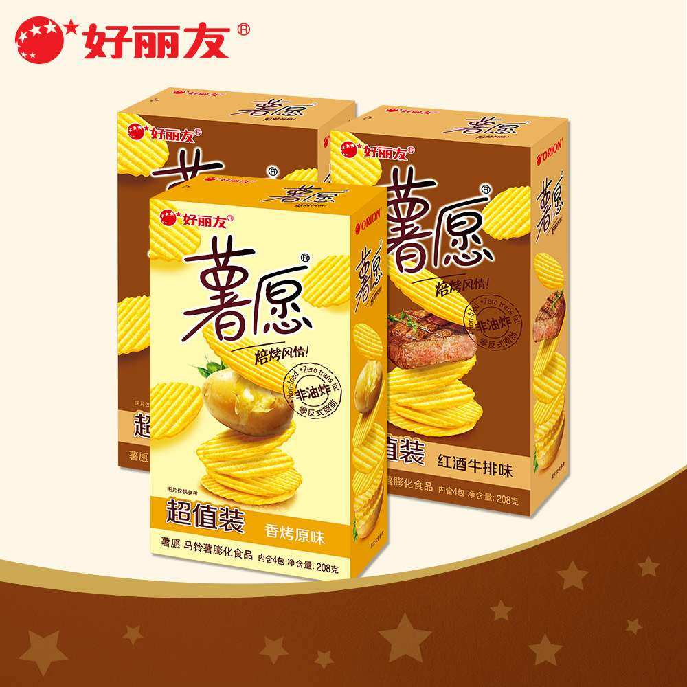 组合好丽友薯愿208g醇香原味红酒牛排味非油炸膨化食品