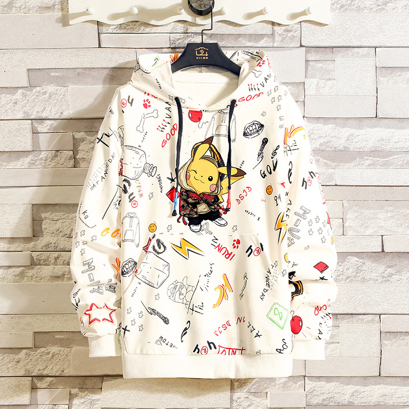 杰克森马 阁堡秋冬加绒皮卡丘卫衣男连帽外套女大码潮流学生情侣