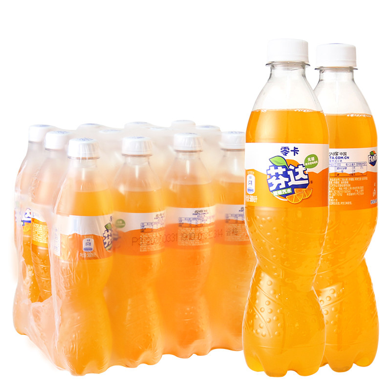 可口可乐芬达零卡碳酸饮料橙味汽水500ml12瓶全国碳酸饮料