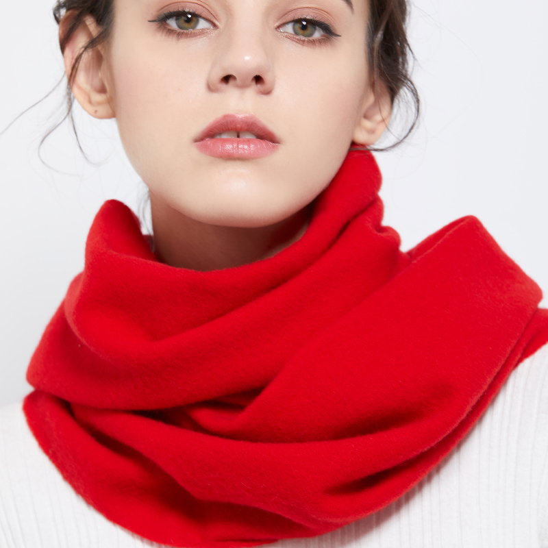 纯羊羊毛中国围巾2023冬季本命年新款过年大红围巾