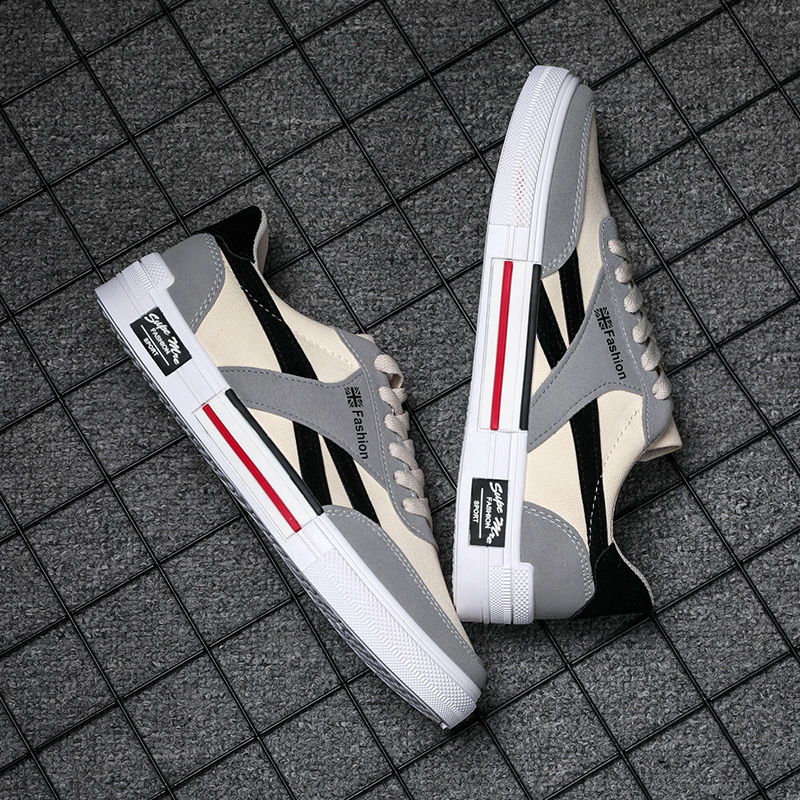 男士帆布潮鞋子春季潮流低帮平底鞋韩版百搭休闲板鞋运动透气男鞋