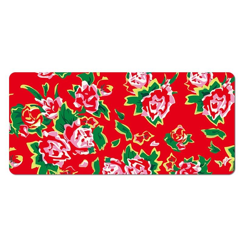 东北北大花布红绿鼠标垫超大精密锁边电脑键盘鼠标垫