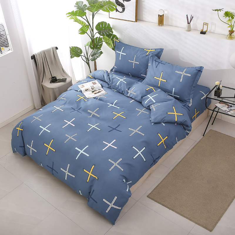 被罩单件单人双人加厚被套磨毛简约蓝白格子被套