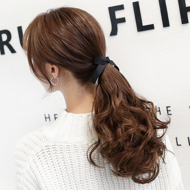 假发低马尾女卷发片仿真发自然无痕梨花长卷发大波浪气质假发发片