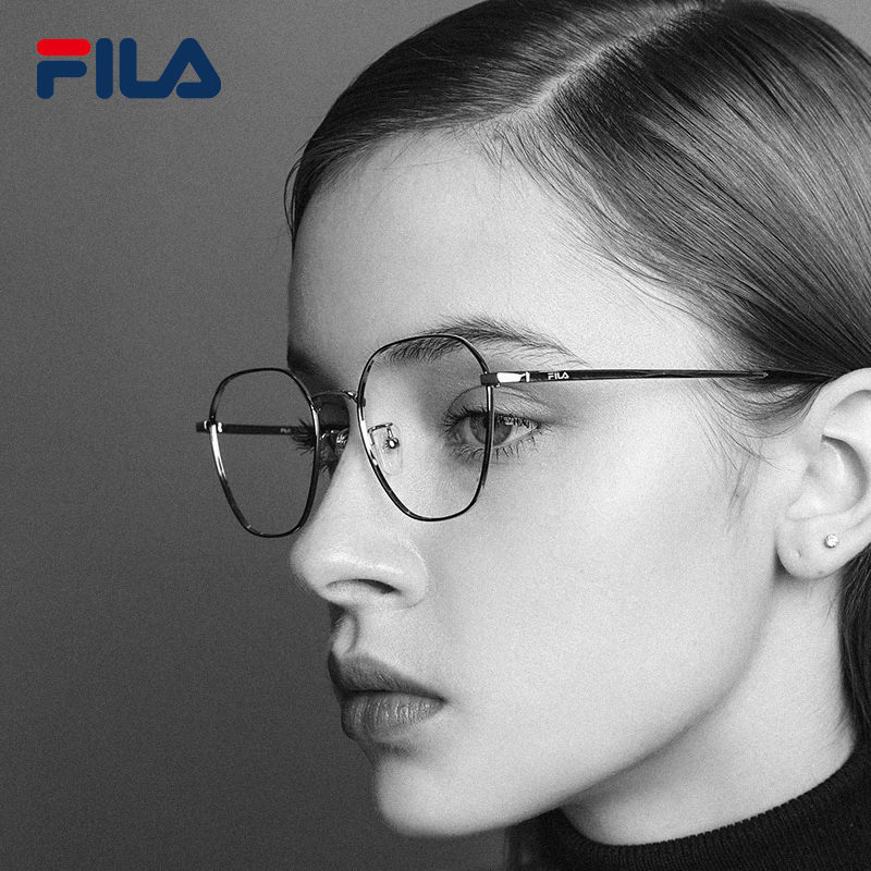 fila纯钛近视眼镜框复古圆框防蓝光
