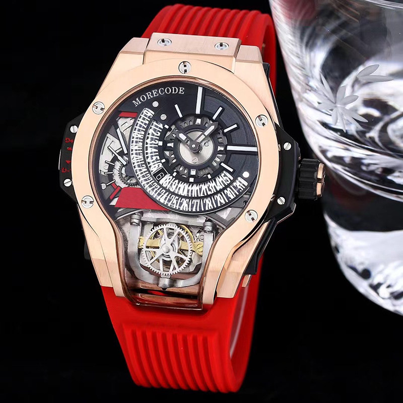 宇博魔兽mp大表盘夜光镂空手表时尚潮男手表男机械表陀飞轮防水表