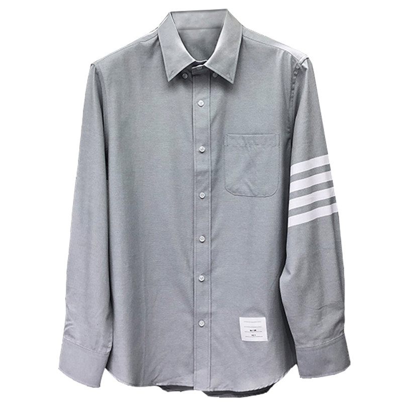 tb四道长袖正装休闲商务轻奢百搭灰色设计衬衫