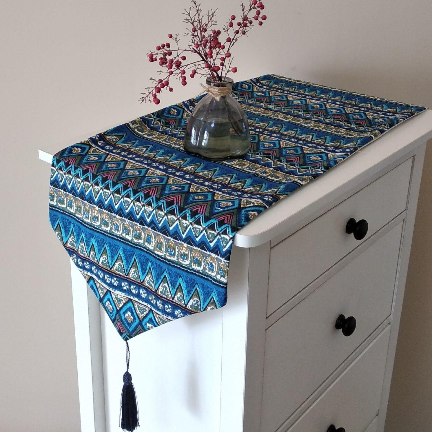 茶几电视柜中式盖布布盖布长条桌旗装饰布餐桌现代简约桌旗