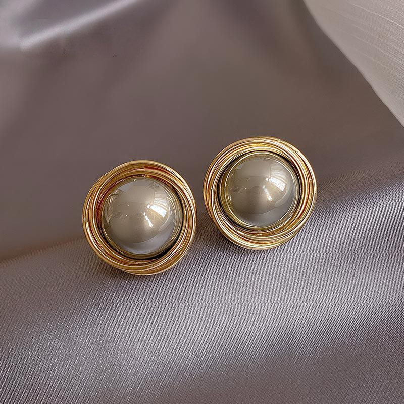 轻奢金丝缠绕珍珠耳环小众设计银针耳钉高级耳环