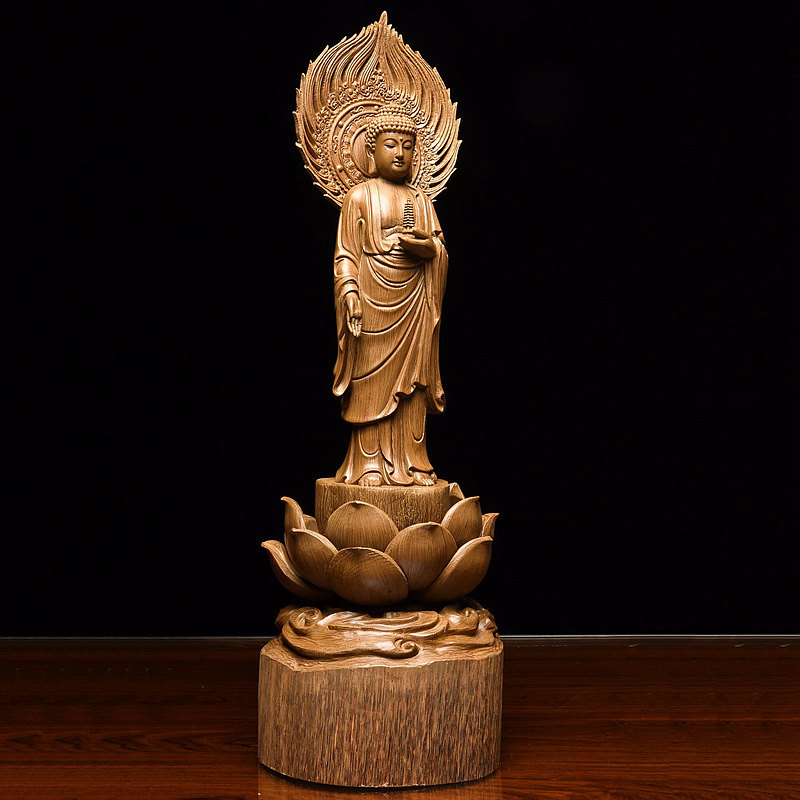 木雕木雕工工艺品释迦牟尼佛像摆件家居供奉大日如来摆件