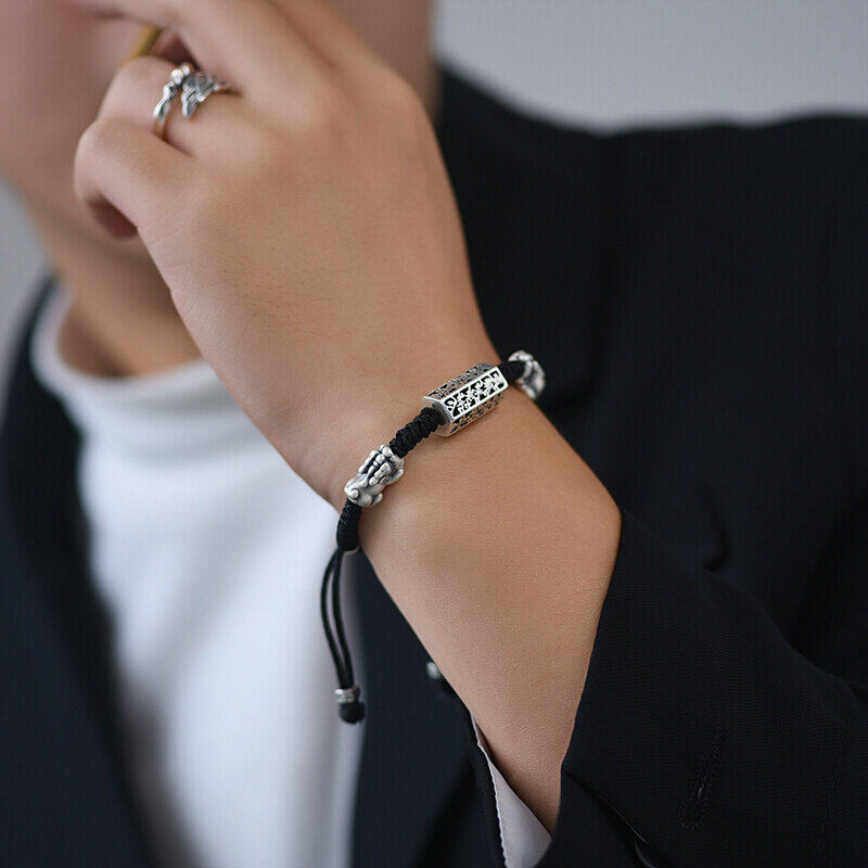 绳红年银泰男貅一情女命款本本罗手链个性纯银手链