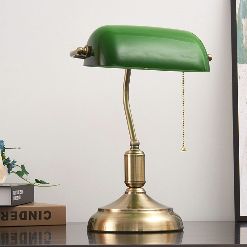 台灯书房美式卧室床头头灯家用拉绳复古民国装饰台灯