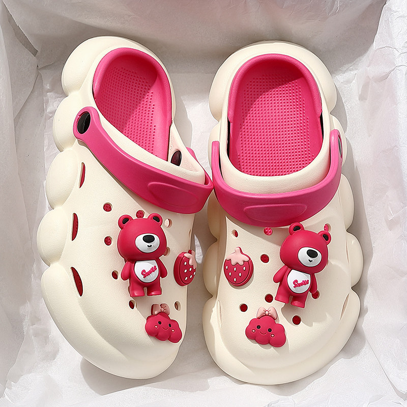 草莓新款拖鞋包头凉鞋沙滩厚底网红2023熊洞洞洞洞鞋
