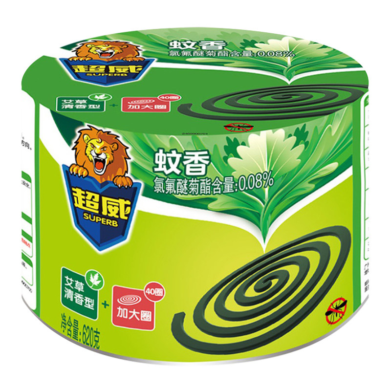 蚊香超威家用驱蚊艾草清香香型40圈3盒加大盘香