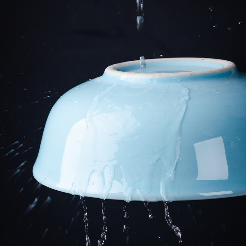 面盆天青色景德镇陶瓷青花瓷揉面发面带盖不沾家用大号碗