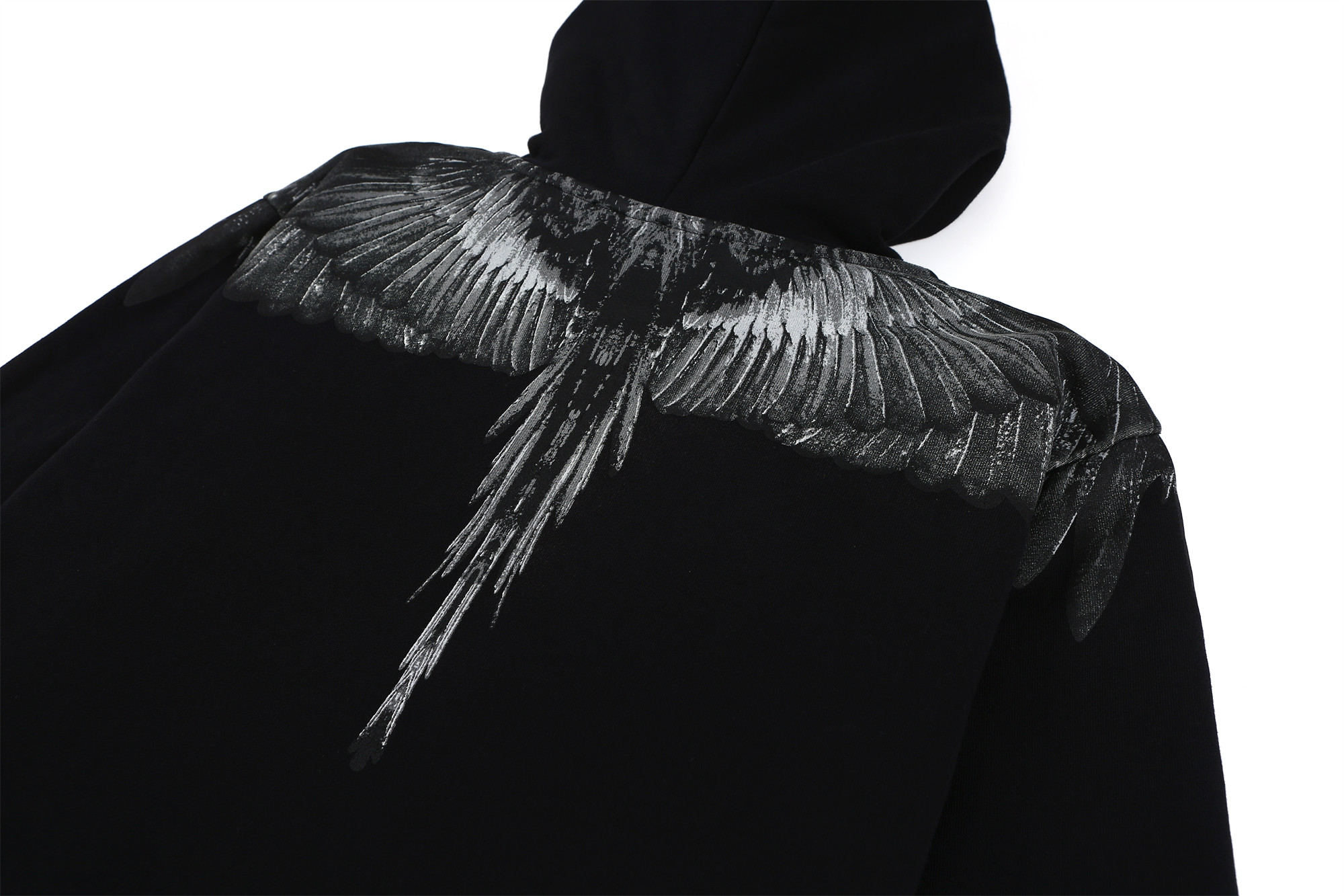 潮牌正品marceloburlon马塞洛布隆mb黑色翅膀连帽卫衣