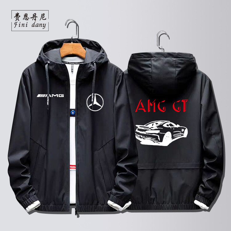奔驰amg汽车周边同款动漫男女情侣拉链连帽夹克