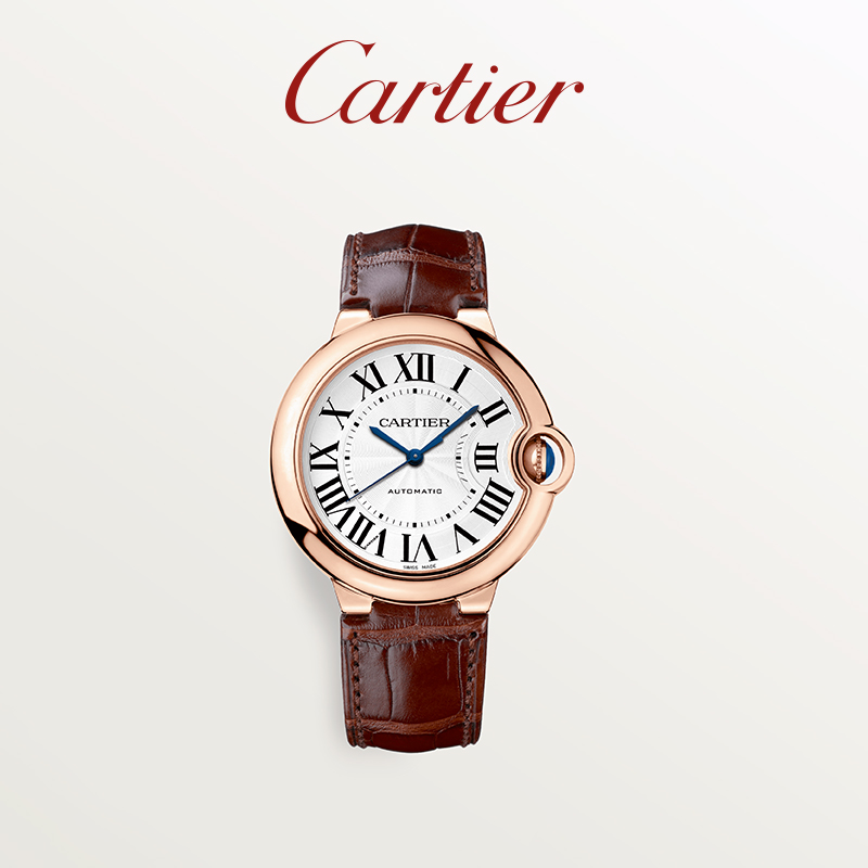 Cartier卡地亚Ballon Bleu蓝气球系列机械腕表 玫瑰金鳄鱼皮手表