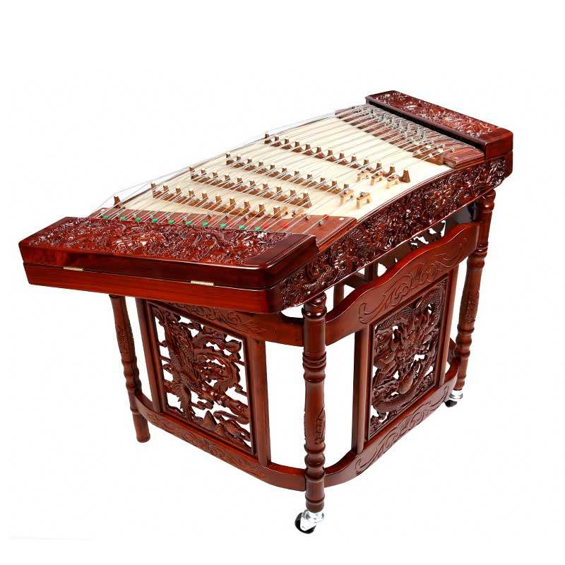 扬琴星海乐器浮雕乐龙戏珠杨琴一级红铁木豆扬琴