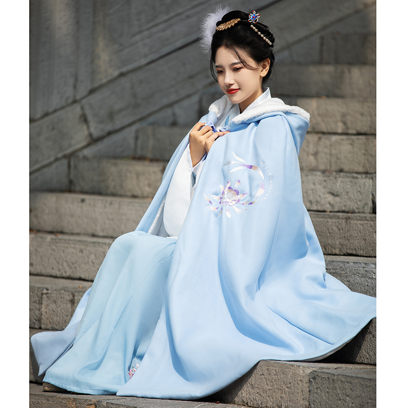 西江月山锦原创斗篷红色汉服女刺绣连帽披肩外套汉服