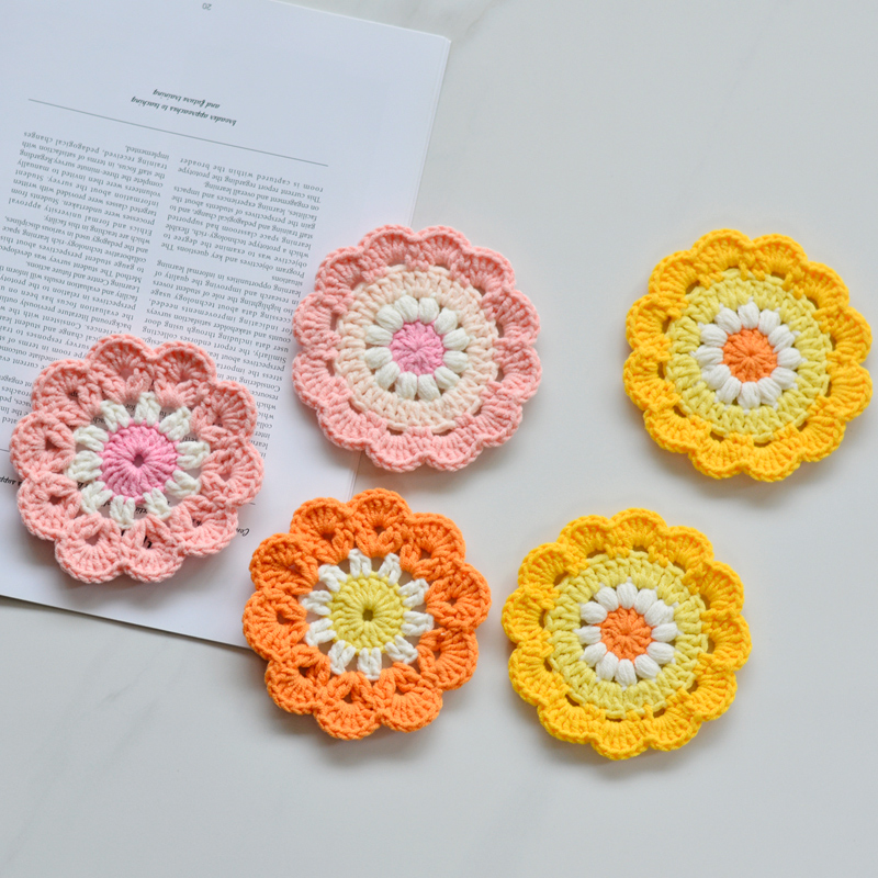 卡卡米妮手工diy钩针杯垫编织材料5股牛奶棉毛diy编织材料包