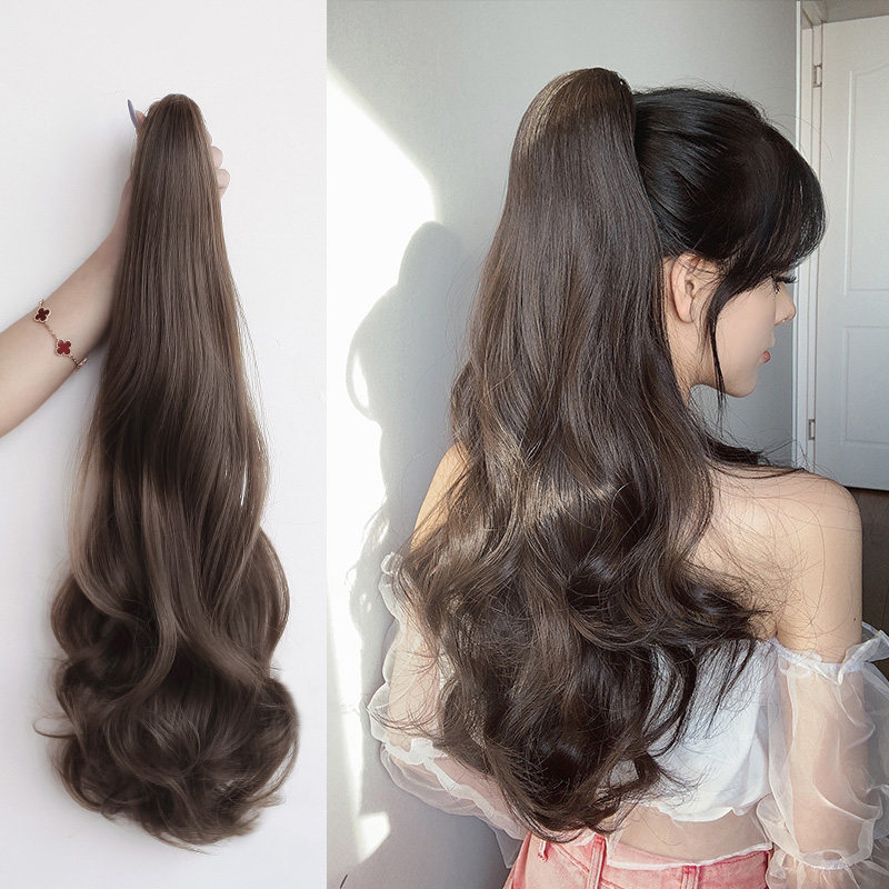 马尾假发马尾辫扎马发可仿真自然高马尾卷发长卷马尾