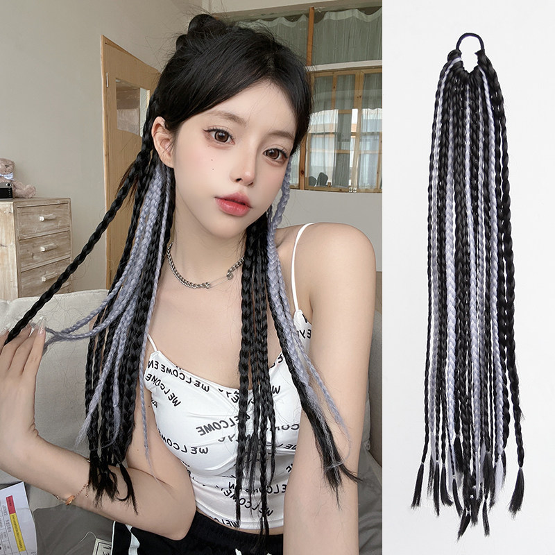 马尾双马脏辫假发嘻哈拳击辫子欧美编发成品马尾
