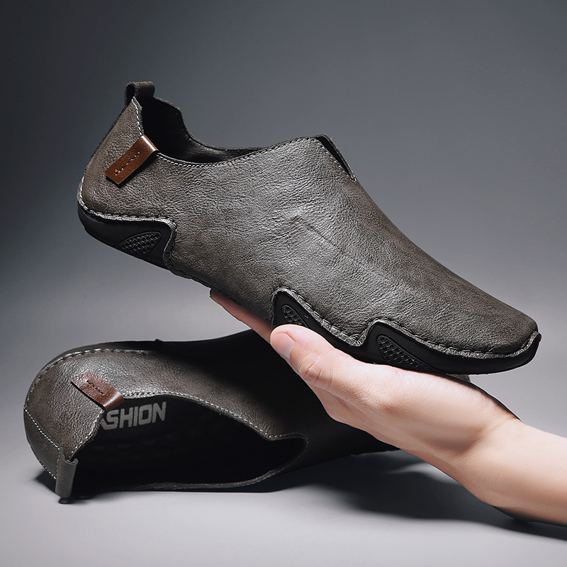 豆豆鞋男透气2022新款春秋乐福鞋韩版潮流复古一脚蹬休闲百搭皮鞋