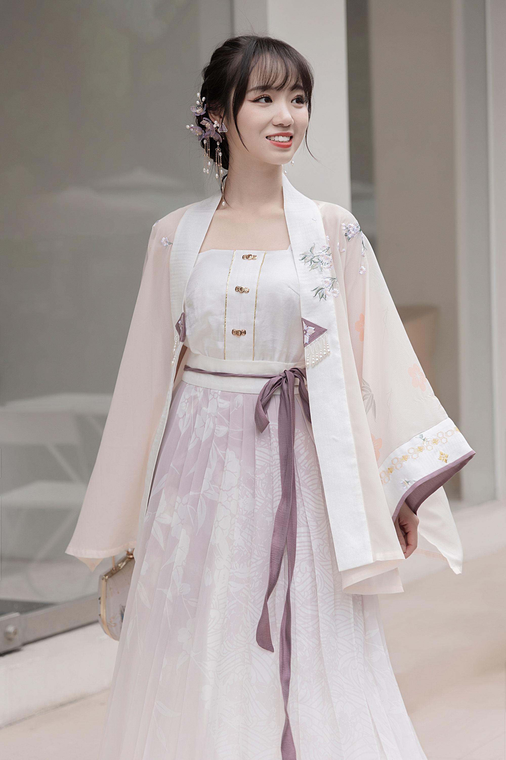 今时月裙年半袖刺绣袖长飞机樱花宋制汉姑娘万姑娘汉服